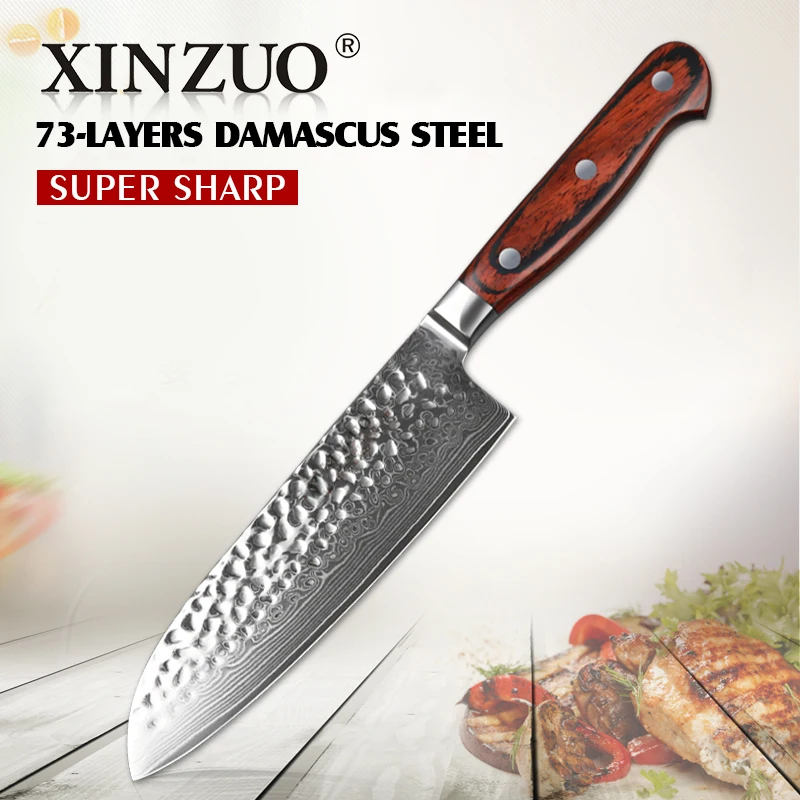 XINZUO 7 "нож Santoku Дамасская сталь кухонный нож Professional шеф повар Дыня Фруктовый