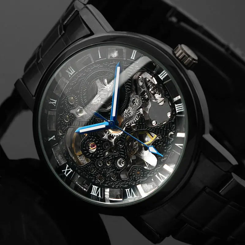 2016 New Black Men's Skeleton WristWatch Stainless steel Antique Steampunk Casual Automatic Skeleton Mechanical Watches Male
2016 New Black Men's Skeleton WristWatch Stainless steel Antique Steampunk Casual Automatic Skeleton Mechanical Watches Male