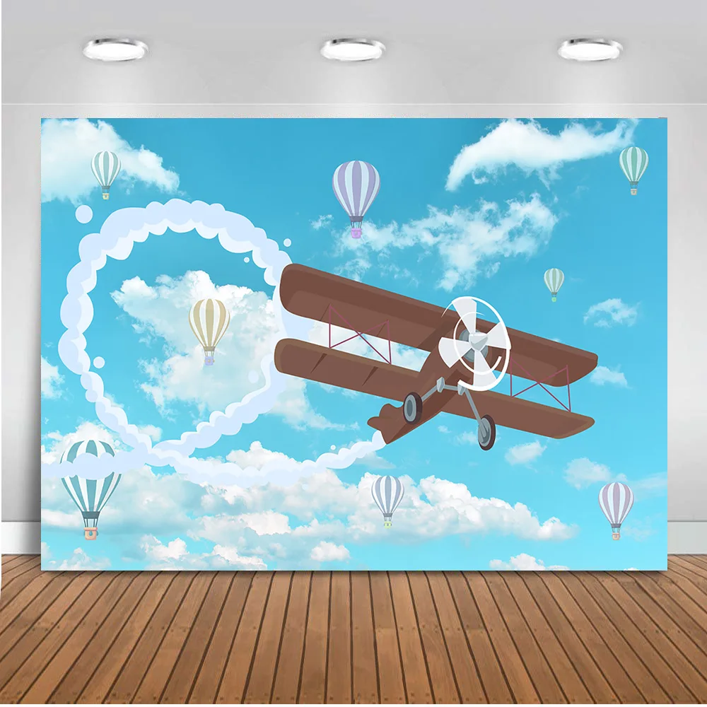 Newborn Baby Shower Photo Blue Sky and Airplane Party Decoration Banner Hot Air Balloon Backdrops Background Photography
Newborn Baby Shower Photo Blue Sky and Airplane Party Decoration Banner Hot Air Balloon Backdrops Background Photography