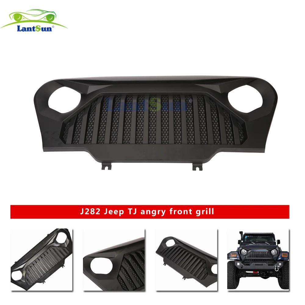 

1pc J282 Front Gladiator Grille Vader Grill w/ Mesh Inserts in Matte Black for 1997-2006 for Jeep Wrangler TJ