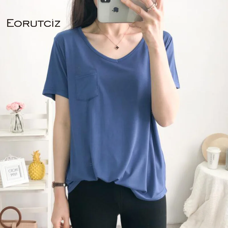 EORUTCIZ Spring Modal T shirt Women Harajuku Tee Casual Vintage Oversize Shirts Short Sleeve Slim Pocket Basic Tops LM279
EORUTCIZ Spring Modal T shirt Women Harajuku Tee Casual Vintage Oversize Shirts Short Sleeve Slim Pocket Basic Tops LM279