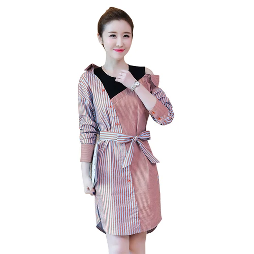 2018 Autumn Long Sleeve Patchwork Fake Two Pieces Women Dress Off Shoulder Knee-length Loose Korean Dress Womens
2018 Autumn Long Sleeve Patchwork Fake Two Pieces Women Dress Off Shoulder Knee-length Loose Korean Dress Womens
