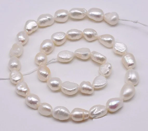 

New Arriver Loose Pearl Jewellery,8-9MM White Color Real Freshwater Pearl Jewellery,Nugget Baroque Beads One Full Strand On Sale