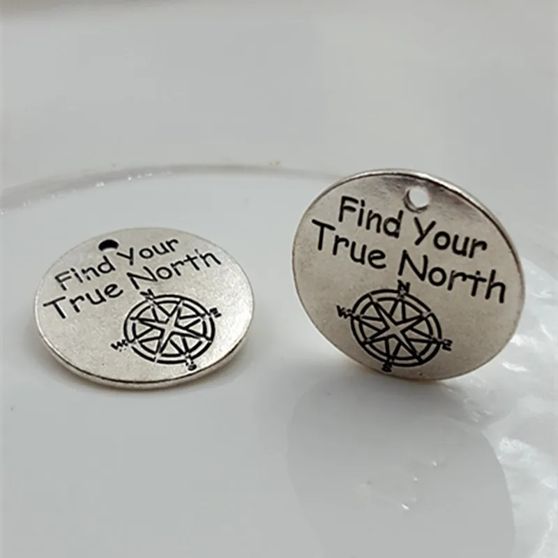 20pcs Accessories Ancient silver color lettering Find Your True North carried you charm pendant for bracelet 25mm findings
20pcs Accessories Ancient silver color lettering Find Your True North carried you charm pendant for bracelet 25mm findings