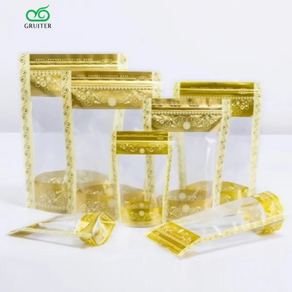 Kitchen Food Bag Clear Mylar Stand Up Bags Package Repacking Pouches w/ Golden Floral Design Storage Zip Lock Set
Kitchen Food Bag Clear Mylar Stand Up Bags Package Repacking Pouches w/ Golden Floral Design Storage Zip Lock Set