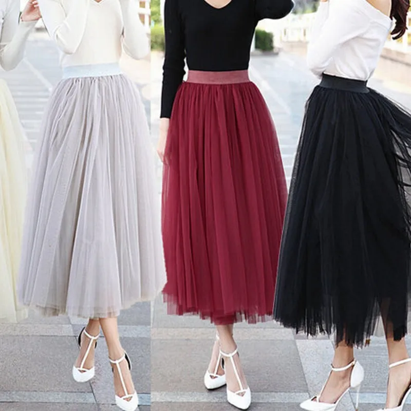 Modest Ankle Length Skirt Soft Tulle Waist Band 3-4 cm Black Silver Dare Red Or Beige Color Long Tulle Skirt For Women
Modest Ankle Length Skirt Soft Tulle Waist Band 3-4 cm Black Silver Dare Red Or Beige Color Long Tulle Skirt For Women