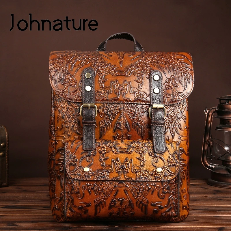 Женский винтажный рюкзак из натуральной кожи Johnature, вместительные дорожные сумки ручной работы с тиснением, 2022
Женский винтажный рюкзак из натуральной кожи Johnature, вместительные дорожные сумки ручной работы с тиснением, 2022