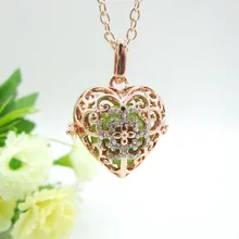 High Class Beautiful Fashion Musical Bell Chime Ball Heart Locket Cage Pendant Necklace DIY Diffuser Jewelry