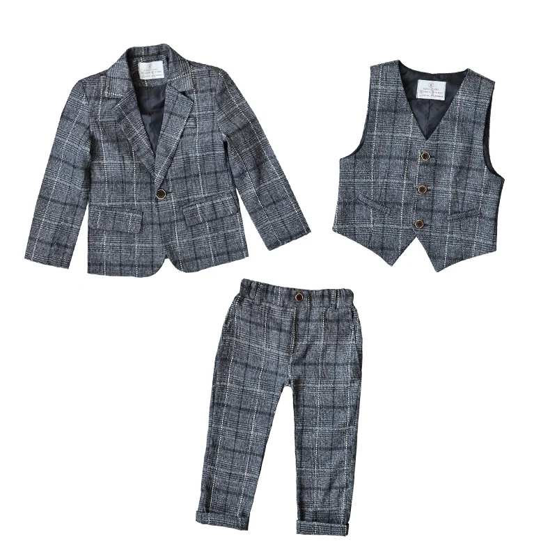 British Style Wedding Boy Dress Kid Slim Blazer Suits Vest jacket pant Child costume Baby Boy clothing set School
British Style Wedding Boy Dress Kid Slim Blazer Suits Vest jacket pant Child costume Baby Boy clothing set School