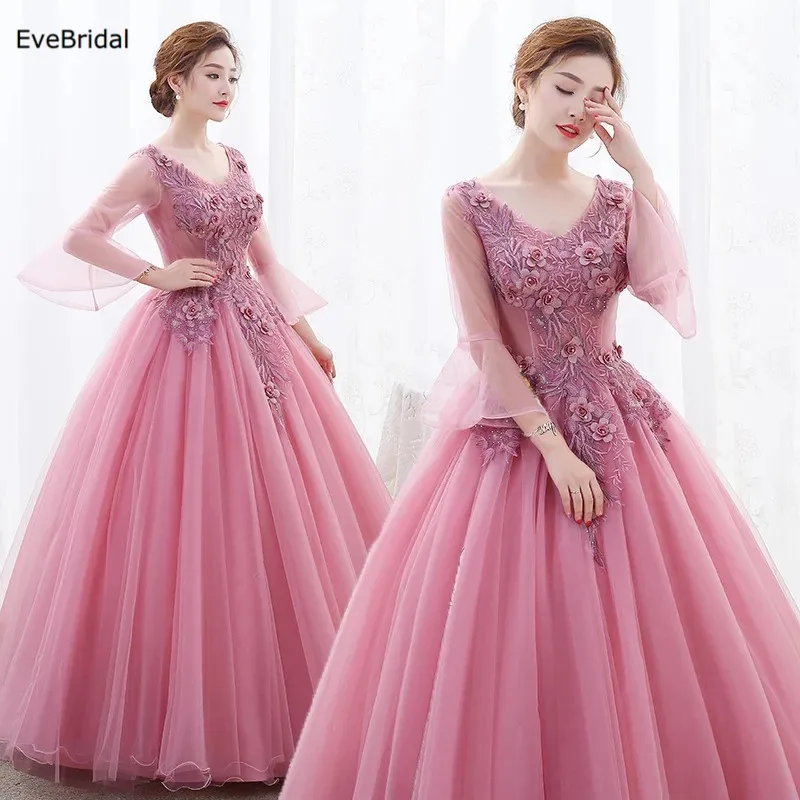 Applique Flowers 3/4 Sleeve V Neck Floor Length Ball Gown Bridesmaid Dresses Wedding Party Prom Pageant Runway Show Plus size
Applique Flowers 3/4 Sleeve V Neck Floor Length Ball Gown Bridesmaid Dresses Wedding Party Prom Pageant Runway Show Plus size