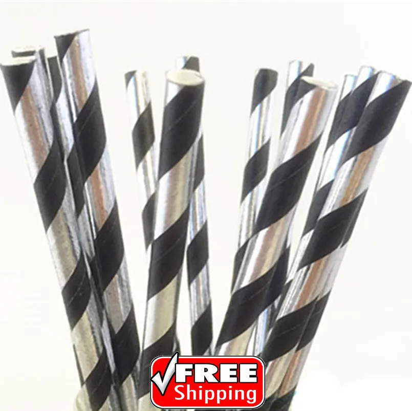 200pcs Black Silver Foil Striped Paper Straws Bulk-Metallic Stripe Drinking Paper Straws,Glam New Year Eve Wedding Holiday Party
200pcs Black Silver Foil Striped Paper Straws Bulk-Metallic Stripe Drinking Paper Straws,Glam New Year Eve Wedding Holiday Party