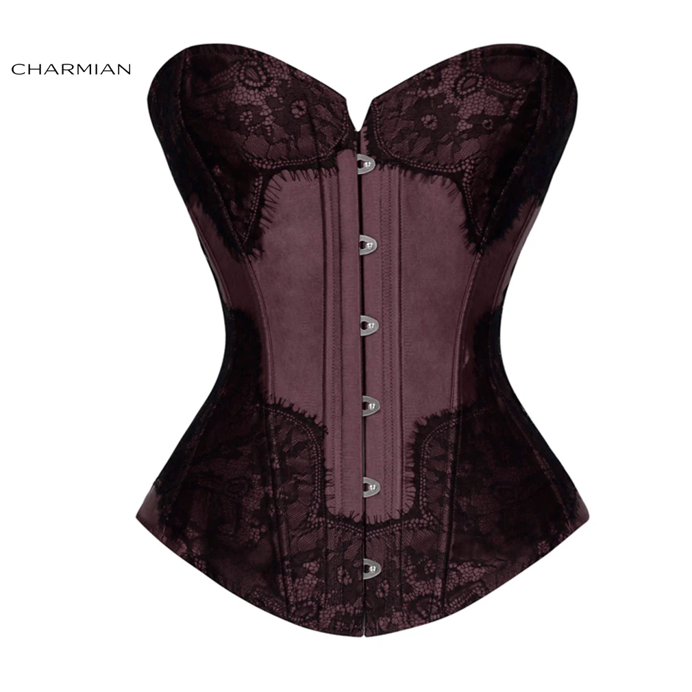 Charmian Women's Plus Size Retro Overbust Corset Sexy Floral Lace Satin Corsets and Bustiers Waist Trainer Shaper
Charmian Women's Plus Size Retro Overbust Corset Sexy Floral Lace Satin Corsets and Bustiers Waist Trainer Shaper