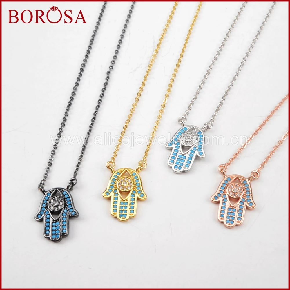 BOROSA Hamsa Hand Connector Necklace,Drusy CZ Micro Pave Blue Zircons Crystal Connector Necklace for Women WX499
BOROSA Hamsa Hand Connector Necklace,Drusy CZ Micro Pave Blue Zircons Crystal Connector Necklace for Women WX499