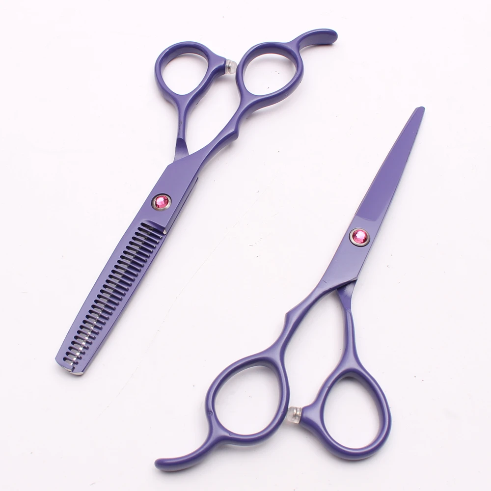 Left-Hand 5.5" Engraving Logo Violet Professional Hairdressing Scissors Cutting Thinning Shears Hair Set C8001 | Красота и