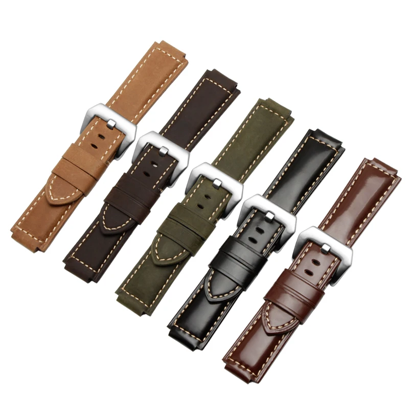 

24*16mm genuine leather watch strap Smooth and Nubuck replacement strap adaptation Timex T2N739 T2N721 720