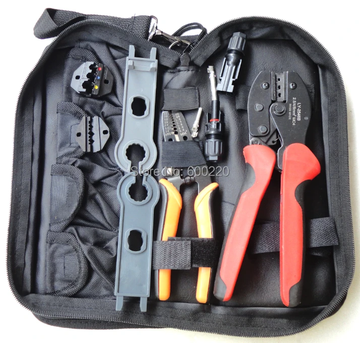 Solar PV MC4 Crimping tool for MC4 MC3 solar connector plier (2.5~6.0mm2) with cable cutter crimping tool kits LY-K2546B-5
Solar PV MC4 Crimping tool for MC4 MC3 solar connector plier (2.5~6.0mm2) with cable cutter crimping tool kits LY-K2546B-5