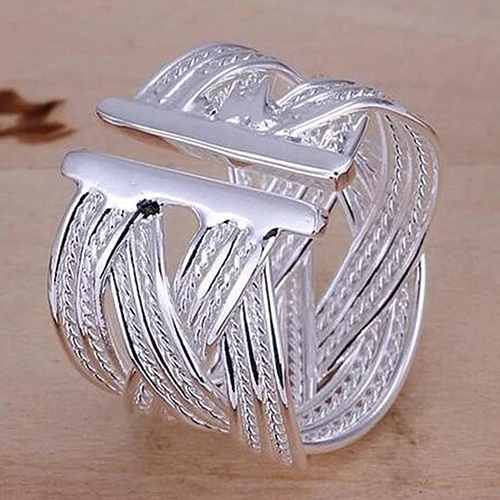 Лидер продаж женское посеребренное кольцо в форме когтя плетеная сетка стильное