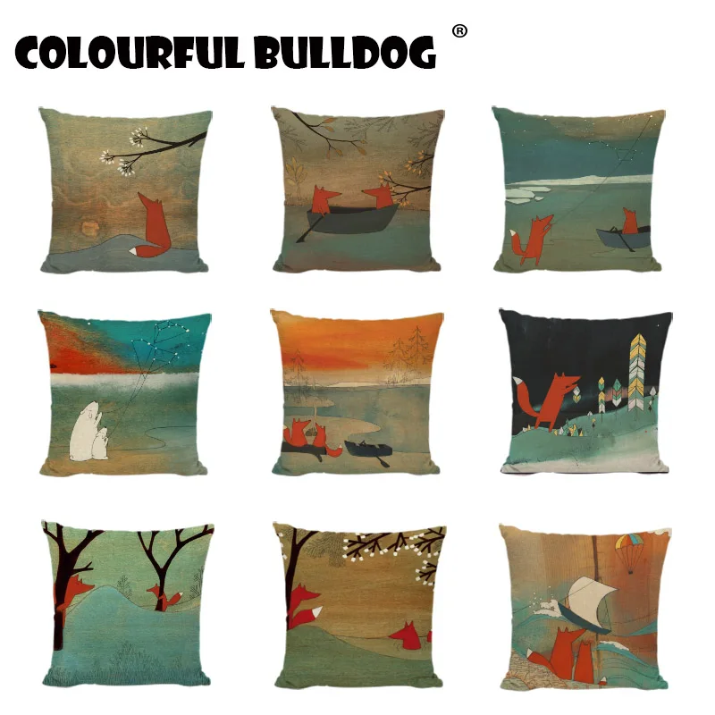 Cartoon Foxes Cushion Covers Pillow Case Snow Mountain Stars in the night sky Funny Print Geometric Tree Home Decor Linen Cotton
Cartoon Foxes Cushion Covers Pillow Case Snow Mountain Stars in the night sky Funny Print Geometric Tree Home Decor Linen Cotton