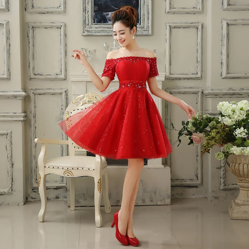 New Short Evening Dresses Red Short Sleeves Off the Shoulder Bride Gown Ball Prom Party Homecoming/Graduation Formal Dress
New Short Evening Dresses Red Short Sleeves Off the Shoulder Bride Gown Ball Prom Party Homecoming/Graduation Formal Dress