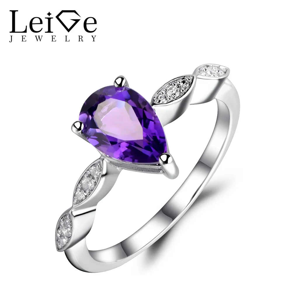 Leige Jewelry Natural Amethyst Ring Pear Cut Purple Gemstone Sterling Silver 925 Engagement Wedding Rings for Women
Leige Jewelry Natural Amethyst Ring Pear Cut Purple Gemstone Sterling Silver 925 Engagement Wedding Rings for Women
