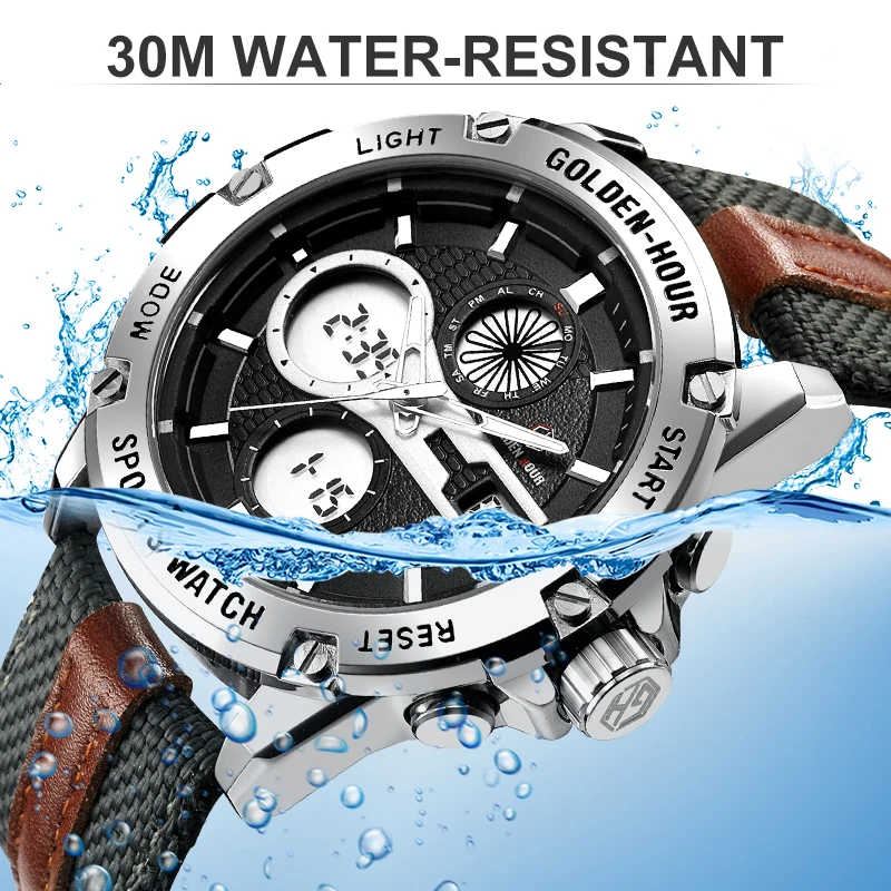 Reloj Hombre GOLDENHOUR модные спортивные мужские часы erkek kol saati цифровые водонепроницаемые