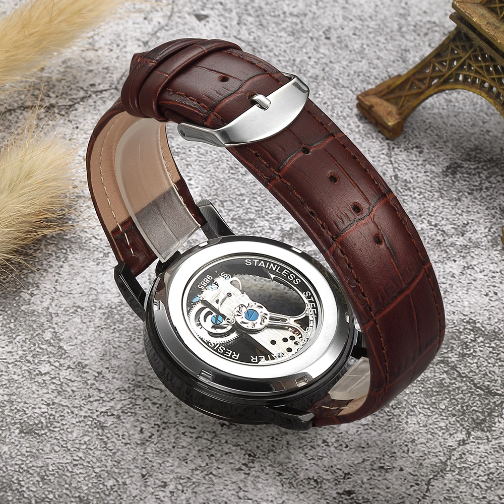 Mechanical Wristwatch Brown Black Watches Men Automatic Self Winding Golden Bridge Skeleton Watch Luxury Rhinestone Tourbillon
Mechanical Wristwatch Brown Black Watches Men Automatic Self Winding Golden Bridge Skeleton Watch Luxury Rhinestone Tourbillon