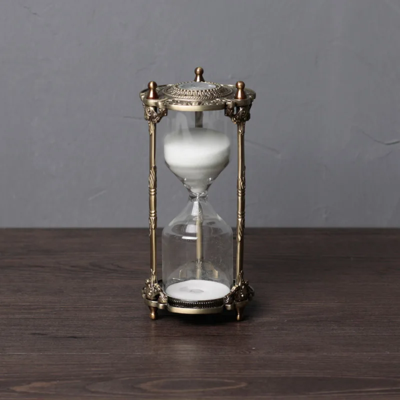 European retro style about 15min or 30min decorative metal hourglass timer sand clock sand timer liquid motion Hg001
European retro style about 15min or 30min decorative metal hourglass timer sand clock sand timer liquid motion Hg001