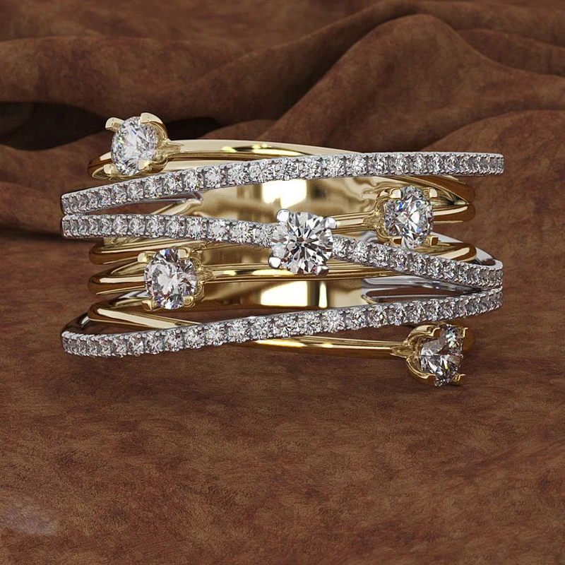 Женское кольцо с инкрустацией из фианита розовое золото|Кольца| |