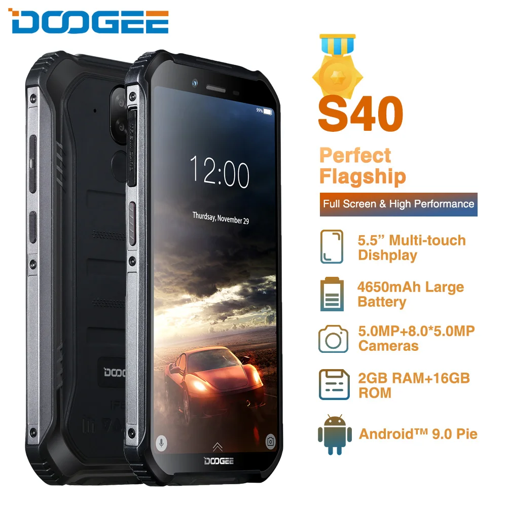 DOOGEE S40 IP68 IP69K 5 дюймов дисплей 4650 мАч мобильный телефон MT6739 четырехъядерный 2 Гб ОЗУ