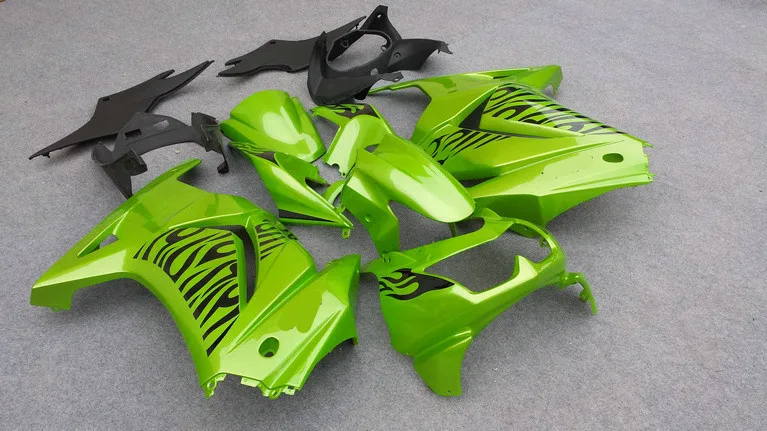Набор обтекателей для KAWASAKI Ninja ZX250R 08 09 10 12 EX250 ZX 250R 2008 2010 2012 Зеленый Черный