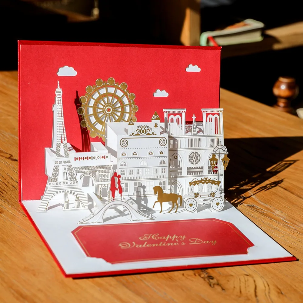 (10 pieces/lot) Top Class 3D Pop Up Couple Wedding Invitation Card Red Valentine's Gift Postcard Ferris Wheel Castle Card G1036R
(10 pieces/lot) Top Class 3D Pop Up Couple Wedding Invitation Card Red Valentine's Gift Postcard Ferris Wheel Castle Card G1036R