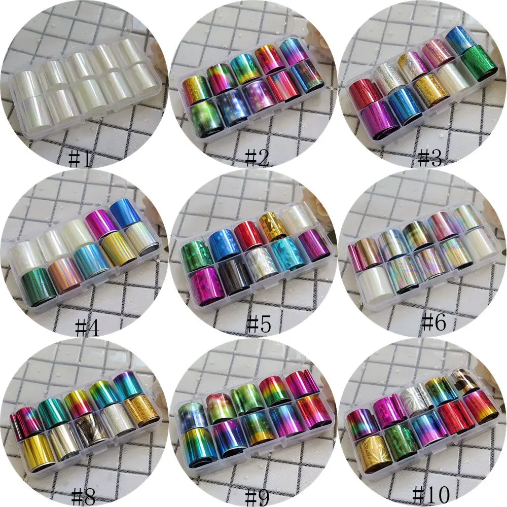 Фото 1 набор переводная Фольга для дизайна ногтей разных цветов 2 5 см * м в чехле 10/15