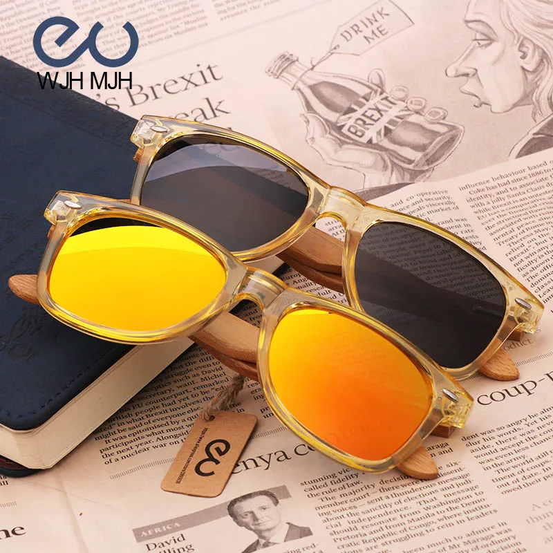 Золотая оправа бамбуковые дужки поляризационные линзы солнцезащитные очки для