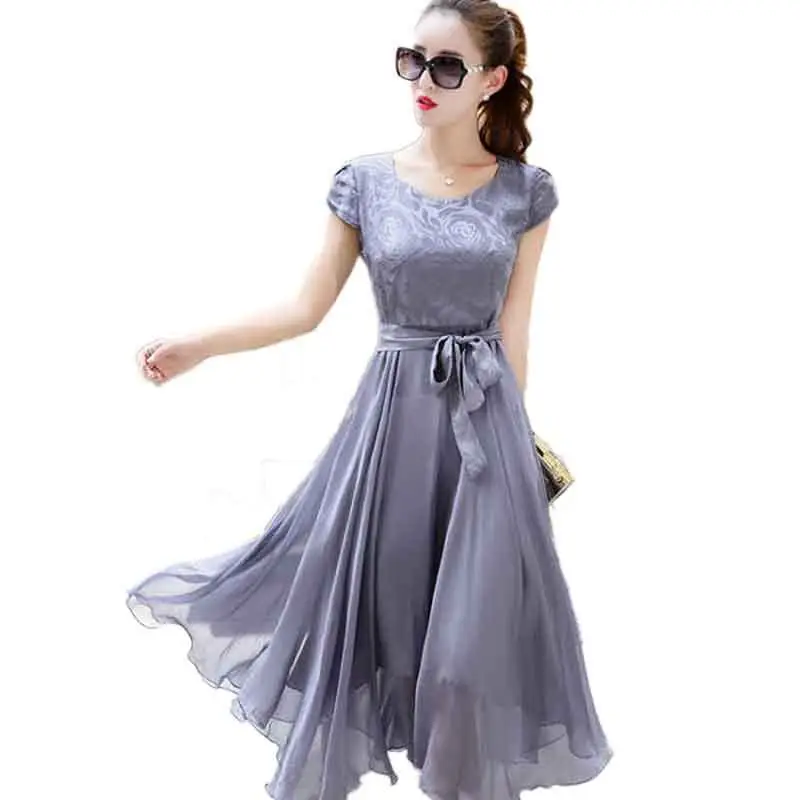 2020 Women Summer Elegent Silk Casual Dresses Female Thin Solid Party Vestido Lady V Neck Sashes Slim Plus Size Maxi Dress Z59
2020 Women Summer Elegent Silk Casual Dresses Female Thin Solid Party Vestido Lady V Neck Sashes Slim Plus Size Maxi Dress Z59