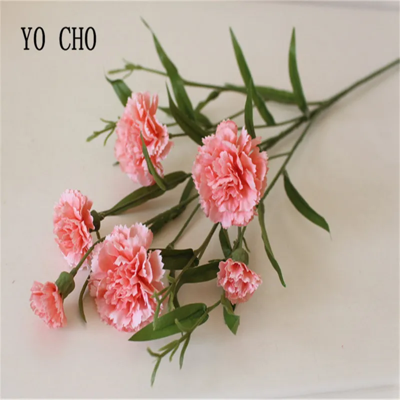 YO CHO Cheap 6 Head Carnation Artificial Flower Silk Flower For Wedding Decoration Mariage Autumn Home And Monther's Day Gift
YO CHO Cheap 6 Head Carnation Artificial Flower Silk Flower For Wedding Decoration Mariage Autumn Home And Monther's Day Gift