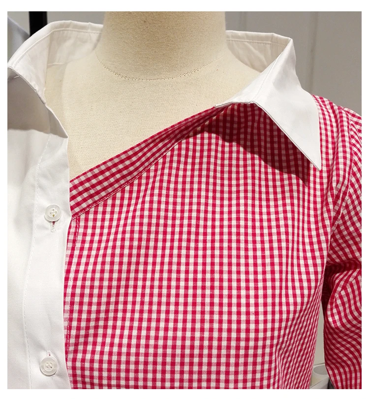 Lady Korean College Patchwork Plaid Long Sleeve Shirts Blouses Tops Female Irregular Patchwork Color Fashion Shirts Clothing
Lady Korean College Patchwork Plaid Long Sleeve Shirts Blouses Tops Female Irregular Patchwork Color Fashion Shirts Clothing