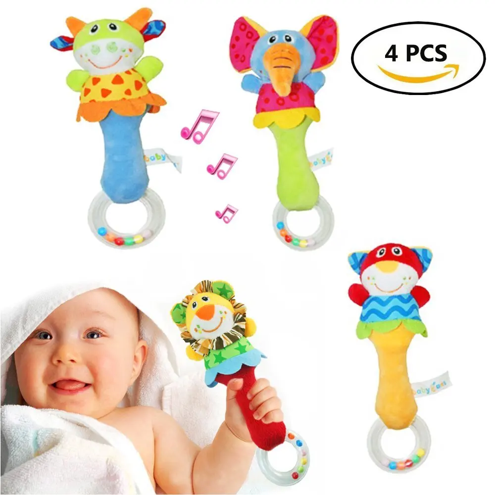 Baby Animals Rattle Shaker 4 Packs Soft Plush Rattle Toys Hand bells Set for Infant -Cow, Elephant, Lion, Cat
Baby Animals Rattle Shaker 4 Packs Soft Plush Rattle Toys Hand bells Set for Infant -Cow, Elephant, Lion, Cat