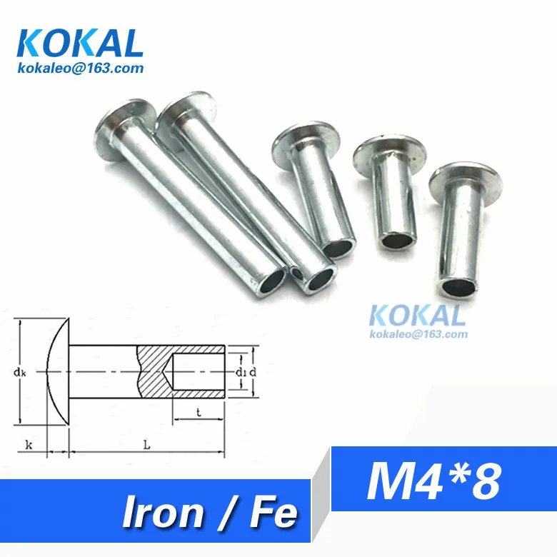 100 шт. все виды стальных M4 серий овальная головка полуполые заклепки * 8 мм