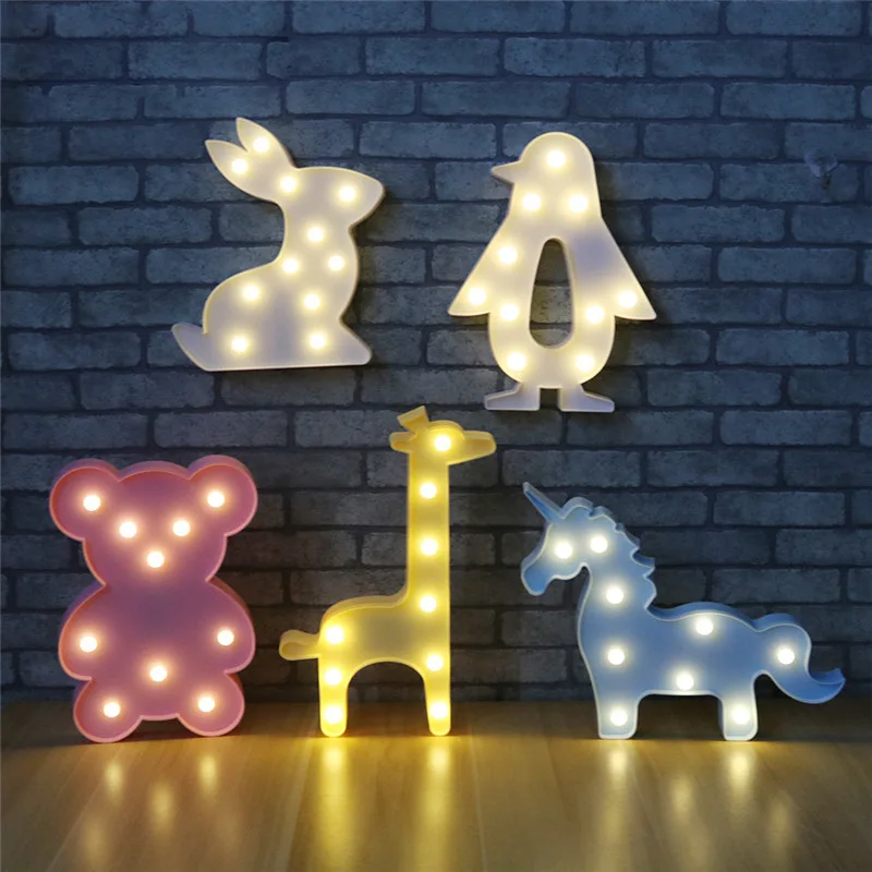 Lovely Animal Led Table Lamp Night Light Unicorn Lamps Romantic 3D Wall Lamp Marquee Sign for Kids Children Gift Rabbit Bear
Lovely Animal Led Table Lamp Night Light Unicorn Lamps Romantic 3D Wall Lamp Marquee Sign for Kids Children Gift Rabbit Bear