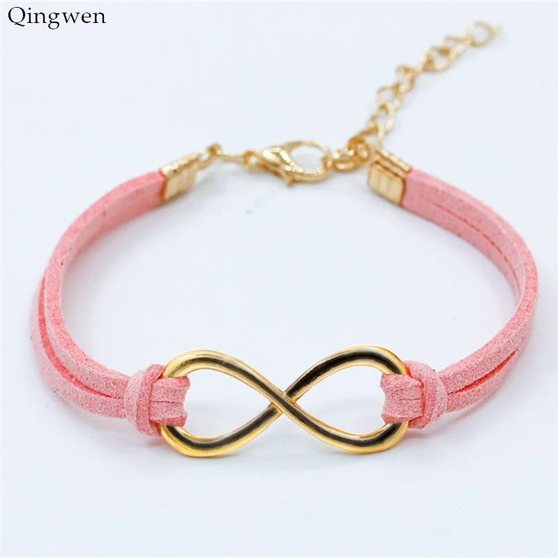 Браслеты Qingwen CE0843/w в европейском стиле Модные Винтажные кожаные браслеты Infinity 8