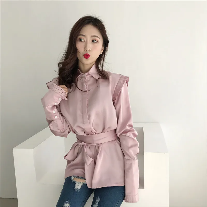 fashion brands Women's Clothing Blouses Pink Satin shirts Female autumn style vintage tops temperament vestidos femininos new
fashion brands Women's Clothing Blouses Pink Satin shirts Female autumn style vintage tops temperament vestidos femininos new
