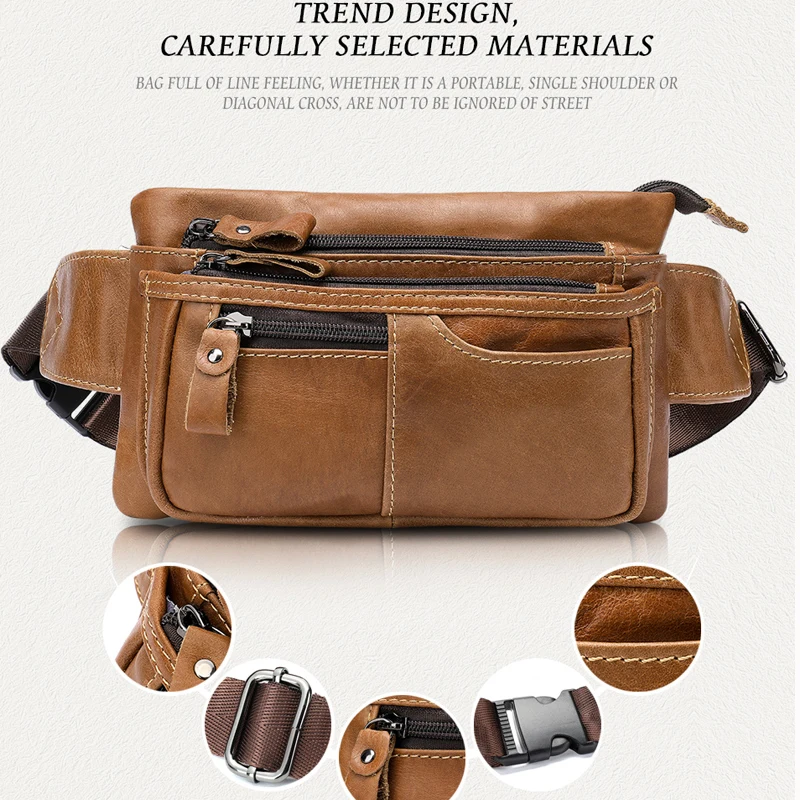 WESTAL Мужские поясные сумки из натуральной кожи Мужская поясная сумка для мужчин
