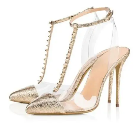 Carpaton Womens Fashion Transparent T-Bar Ankle Strap High Heel Shoes Sexy Pointed Toe Rivets Studded Stiletto Heels Ladies Shoe
Carpaton Womens Fashion Transparent T-Bar Ankle Strap High Heel Shoes Sexy Pointed Toe Rivets Studded Stiletto Heels Ladies Shoe