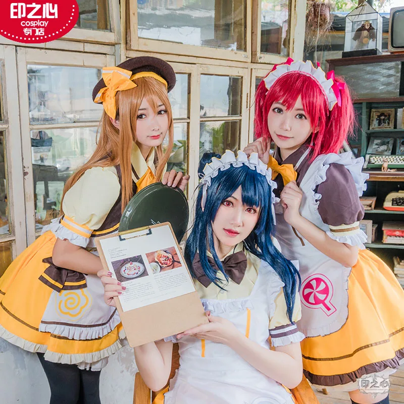 2019 Hot New lovelive sunshine Dining room Cafe dessert striped Maid Dress for group member
2019 Hot New lovelive sunshine Dining room Cafe dessert striped Maid Dress for group member