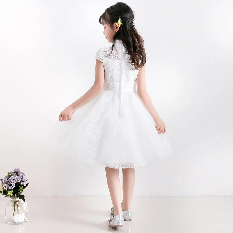 Новое Белое Пышное кружевное платье с цветочным узором для девочек на свадьбу