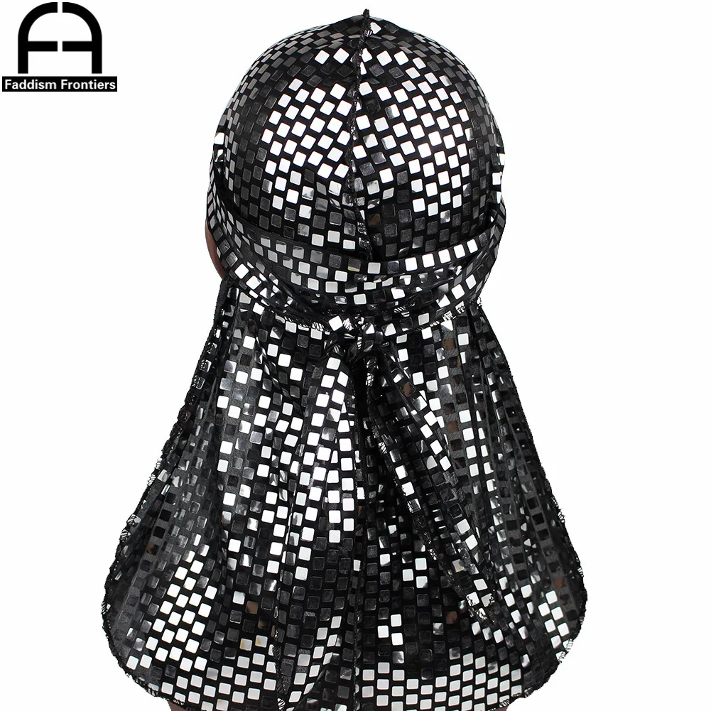 Мужские блестящие шелковые банданы с пайетками Durag для мужчин тюрбан головной