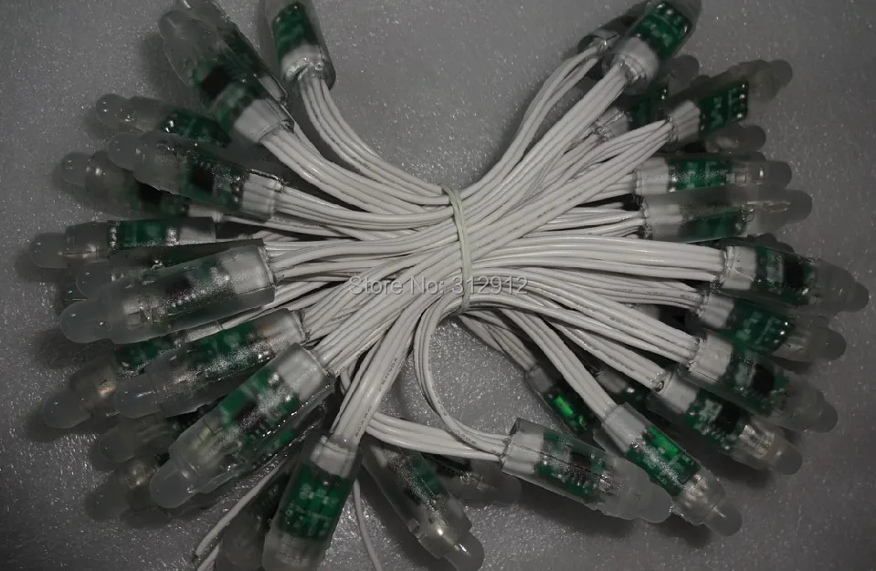 50 шт. DC5V 12 мм WS2811 Светодиодный умный пиксельный узел с полностью белый провод (20AWG)