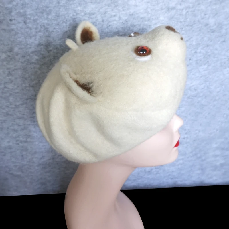 Wool felted Beret Hat Wool beret with Needle felt polar bear head handmade Animal modeling theme felted wool beret hat
Wool felted Beret Hat Wool beret with Needle felt polar bear head handmade Animal modeling theme felted wool beret hat