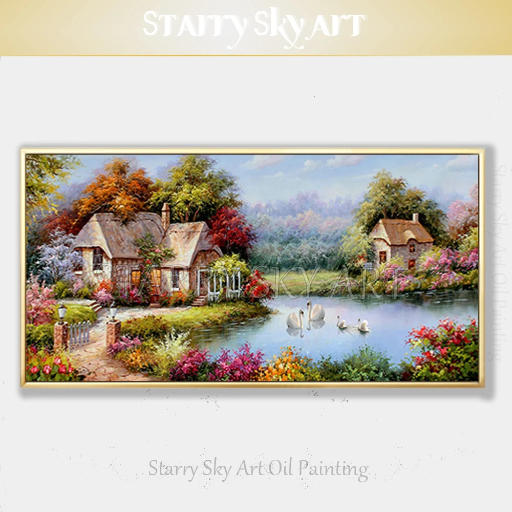 Beautiful Europe Landscape Oil Painting Hand-painted Colorful Europe Landscape Swans Swim in Lake Oil Painting for Wall Decor
Beautiful Europe Landscape Oil Painting Hand-painted Colorful Europe Landscape Swans Swim in Lake Oil Painting for Wall Decor