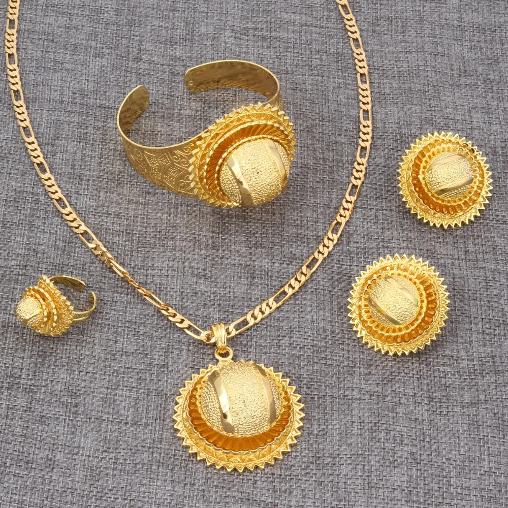 Bangrui Ethiopian New Jewelry sets Necklaces/Clip Earrings/Ring/Bangle Gold Africa Bride Wedding Habesha Eritrea Gift Set 
Bangrui Ethiopian New Jewelry sets Necklaces/Clip Earrings/Ring/Bangle Gold Africa Bride Wedding Habesha Eritrea Gift Set